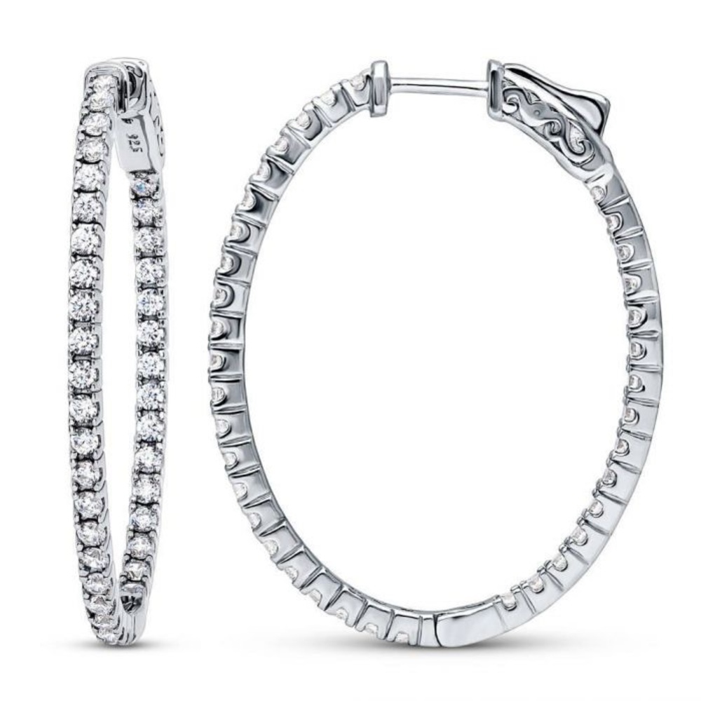 Kenneth Jay Lane CZ Inside-Out 50mm Hoop Earrings - Picture 3 of 4